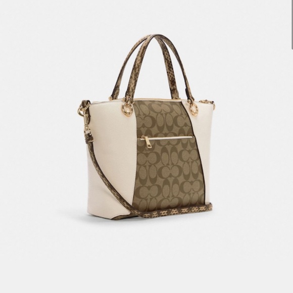 Coach Kacey Satchel In Colorblock Signature Canvas - Picture 3 of 12